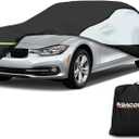 Universal Sedan Car Cover Fit for Mercedes-Benz C-Class, BMW 3 Series, Audi A3,Waterproof All Weather Heavy Duty Anti-UV Windproof Snow Protection - 177''~185''(L) (177"-185"Sedan Cover, Black)