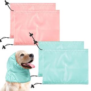 Lesnala 4Pcs Dog Shower Cap Waterproof Ear Covers for Bath for Pet Grooming Rain Swimming Protection Adjustable Size 2 Colors
