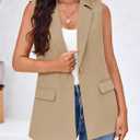 Cicy Bell Women's Sleeveless Blazer Vest Casual Work Office Suit Jackets (L)