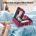 KDD Tablet Pillow Stand with Storage, Foldable iPad Holder for Lap, Desk and Bed, Angle Adjustable Soft Pad Dock with Stylus Mount Compatible with iPad Pro, Air, mini, Book, Phone and Tablet (4-13")