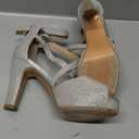 IDIFU Women's IN4 Platform Heels Strappy Chunky Heels For Women Dressy Peep Toe High Heels For Women Bridal Wedding Shoes For Bride On Evening Prom(Silver Glitter, 7.5M US)