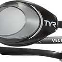 TYR Vecta Racing Swim Goggles - Adult Swimming Goggles for Men and Women - Anti-Fog, UVA/UVB Protection, Watertight (One Size, Smoke/Black)