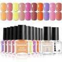 OpenLive Autumn Maple Leaf Nail Polish Set -12 Colors Orange Purple Yellow Nude Pink Nail Polish Set With Base Coat and Top Coat Quick Dry Long Lasting Color Nail Polish for Holiday Gift Giving 5ML