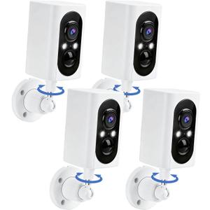 Security Cameras Wireless Outdoor 355° Pan Rotating 2K Color Night Vision Cameras for Home Security WiFi Battery Outdoor Camera Motion Detection 2-Way Talk IP65 Spotlight Siren SD/Cloud Storage 4 Pack