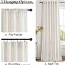 NICETOWN Cream Cotton Linen Curtains 96 inch Long 2 Panels Set, 55" Wide Thick Flax Belgian Linen Blend Window Drapes Rod Pocket & Back Tab with Light Filtering for Bedroom/Living Room, W55 x L96