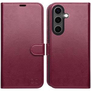 OCASE Compatible with Galaxy S25 Wallet Case, PU Leather Flip Folio Case with Card Holders RFID Blocking Kickstand [Shockproof TPU Inner Shell] Protective Phone Cover 6.2 Inch 2025, Burgundy