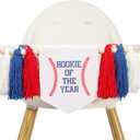 Rookie of the Year 1st Birthday High Chair Banner - Baseball Theme First Party Decoration, One Highchair Tassel Banner, Boy Photo Prop, Blue