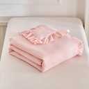 Ruffled Toddler Blanket Ruffle Comforter for Baby Toddler Girls, Soft Cozy Cute Quilted Blanket Breathable Microfiber Comfortable Down Alternative Small Size Quilt with Ruffle - 39"x 47" Light Pink