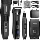 Soonsell Manscape Beard Trimmer for Men,IPX7 Waterproof 4 in 1 Men's Grooming Kit,Ball Shaver,Nose Hair Clippers,Electric Razor,Hair Clippers for Men,LED Display,Wet/Dry Trimmer