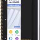 5 x MUAHLIUB Spiral Notebook College Ruled Paper 8" x 10-1/2", 1 Subject Spiral Notebook, 3-Hole Punched Perforated Pages Ideal for School, Office, Writing, 95 Sheets Lined Journaling Notebook, Black