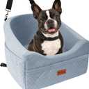 Vivifying Dog Car Seat for Small & Medium Dogs, Detachable & Washable Booster Seat for Pets Up to 25lbs, Travel Bed with Storage Pockets and Safety Belt Gray