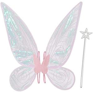 quescu Fairy Wings for Adults,Butterfly Wings for Girls,Angel Wings,Fairy Costume for Women Halloween Dress Up Party Favor, (Pink)