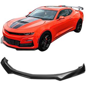 IKON MOTORSPORTS, Front Bumper Lip Compatible with 2016-2024 Chevy Camaro, 1LE Style Gloss Black Front Air Chin Dam Bodykit Underbody Lip Spoiler Splitter ABS Plastic