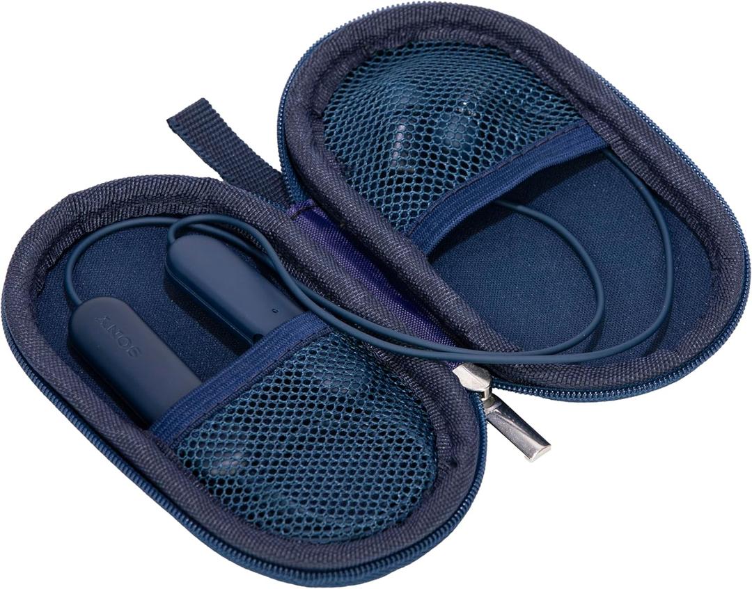 Ginsco Mini-Portable Case for Beats Flex Wireless Earbuds with Built-in Microphone Earphones, for Apple EarPods Headphones Wired Ear Buds/Samsung Galaxy Wired Earbuds Hard Case for Earphones(Blue)