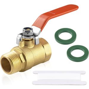 Brass Garden Hose Shut Off Valve - 3/4" Female x 3/4" NPT Male Fittings Connector with Long Handle 1/4-Turn Ball Valve