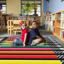Flagship Carpets Stylish Black & White Brights Pencil Classroom Area Rug for Indoor Classroom Learning or Kid Bedroom Educational Play Mat, 7'6" x 12', Multi