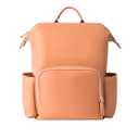 HolaJia Faux Leather Diaper Bag Backpack with Waterproof Pockets, Stroller Buckle and Changing Pad - 35L Large Mommy Bag for Boy and Girl - Stylish Baby Shower Gifts (Orange)