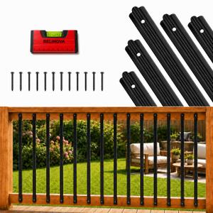 Belinova 29.5" Black Aluminum Deck Balusters 65 Pack, Side Mount Anti-Bend