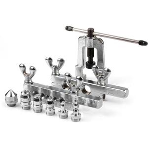 Flexzion Flaring & Swaging Tool Kit 45 Degree Tubing 1/8 to 3/4 inch for Soft Copper Tube Extrusion Type Water Gas Line Automotive Plumbing 14 Pieces Cone with Portable Carring Case