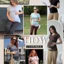 Ekouaer Womens Maternity Shirts 3 Packs Round Neck Short Sleeve Side Ruched Swiss Dot T Shirt Tops S-XXL (S)