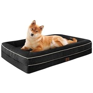 TaiBest Waterproof Memory Foam Dog Beds for Extra Large Dogs Non-Slip Orthopedic Dog Beds Washable Couch Pet Bed with Removable Cover (Black, Large)