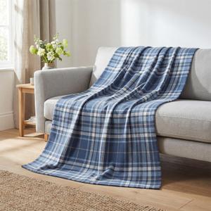Horaldaily Spring Summer Flannel Blanket Throw, Buffalo Plaid Blue White Soft Fuzzy Plush Cozy Fleece Blankets for Couch Sofa Bed Lounging, Ideal Gifts for Kids Adults Self, 50x60