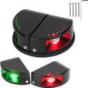 Boat Navigation Lights, Integrated Split 2-in-1 Red and Green LED Bow Lights, IP67 Waterproof Navigation Lights Boat Bow Lights for Pontoon, Yacht and Small Boats(Black)