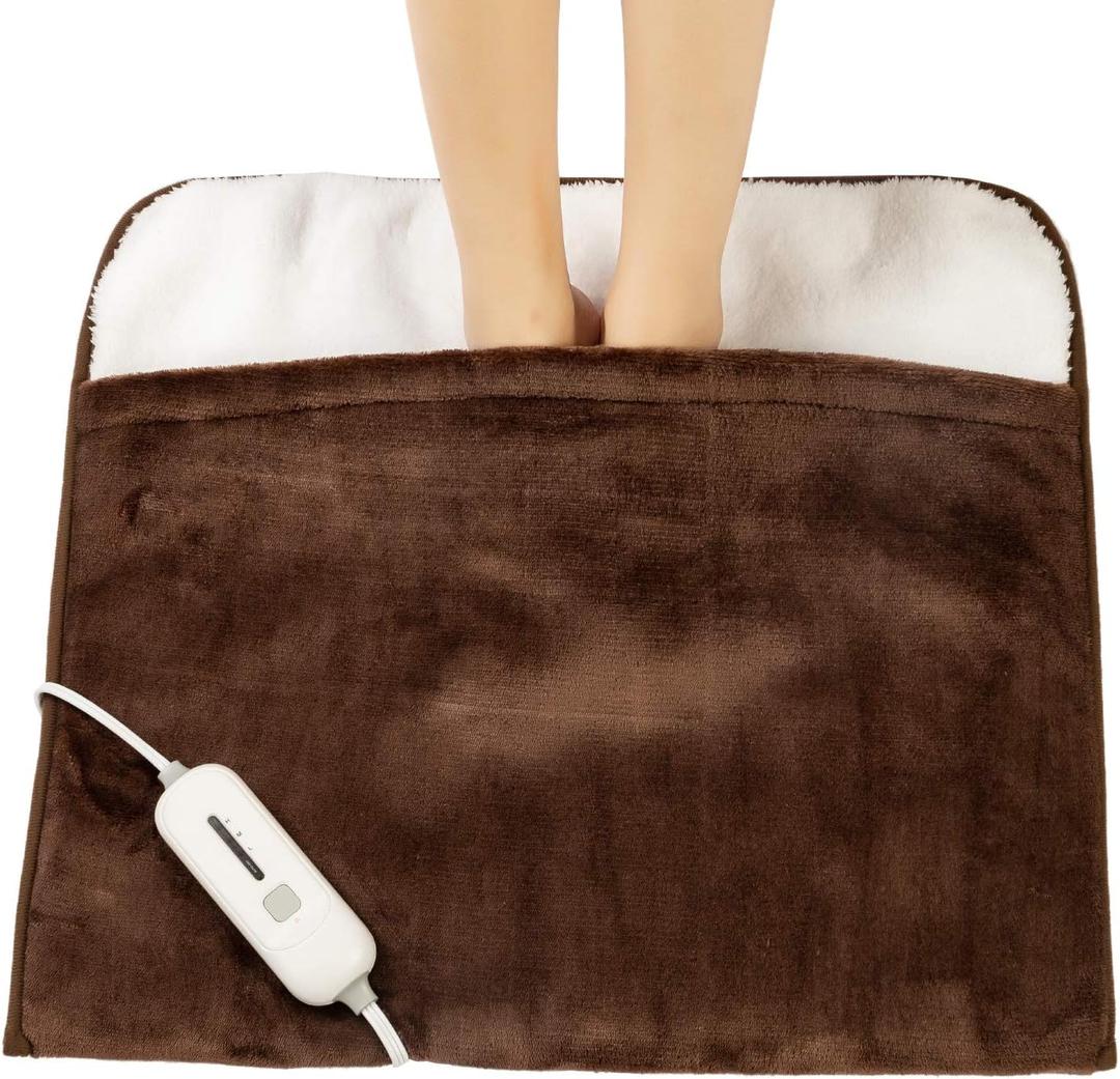 Gintao Electric Heated Foot Warmers for Men and Women, Foot Heating Pad Electric with Fast Heating Technology, Heating Pad Feet Warmer Auto Shut Off with 3 Temperature Settings, 2220 inches, Brown