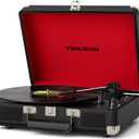 TANALNIN Vinyl Record Player, 3-Speed Bluetooth Portable Suitcase Turntable with Built-in Speakers, USB Recording, RCA Output, AUX Input/Output, Vintage Vinyl Player for Home, Bedroom or Gifting,Black