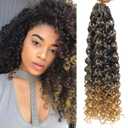 Gogo Curl Crochet Hair 18 Inch, Pre Looped Boho Curly Crochet Hair for Black Women, Water Wave Synthetic Braiding Hair, Lightweight, Natural Look, Easy Install (8 Packs,1B/27)