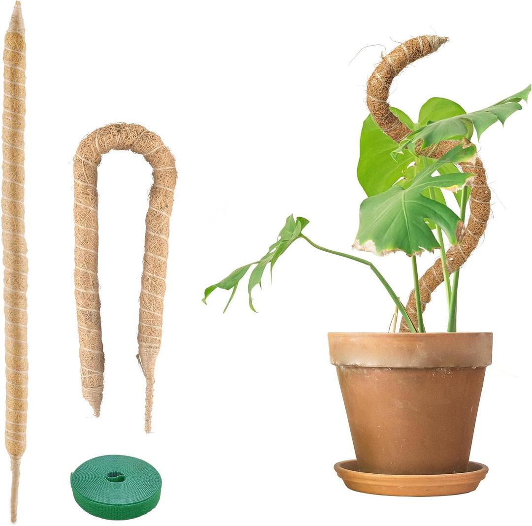 2pcs 28" Moss Pole, Bendable Moss Poles for Climbing Plants, Plant Sticks Support for Indoor/Outdoor Plants Potted
