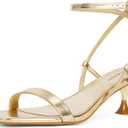 Modatope Kitten Heels for Women Open Square Toe Ankle Strap Sandals Low Heels Dress Shoes for Party