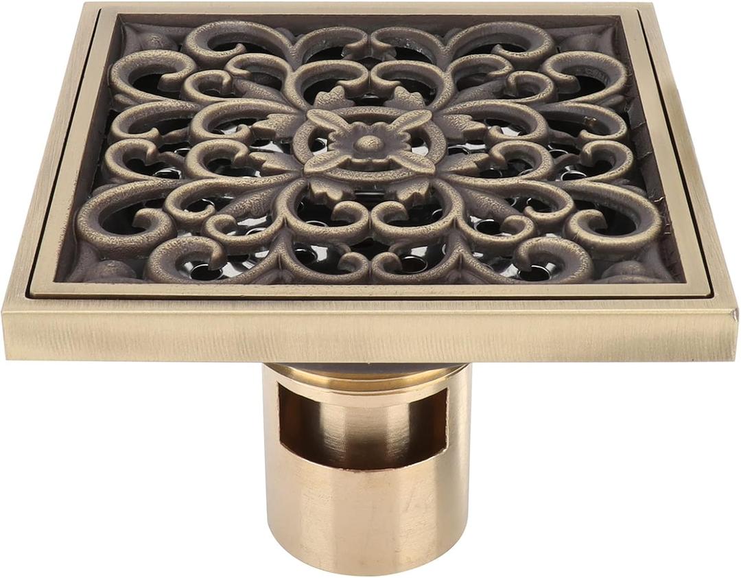 Champagne Bronze Shower Drain, Square Shower Shroom, Stainless Steel Floor Drain Filter Strainer