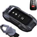 Zinc Alloy Smart Remote Car Key Fob Case Cover Protector Shell Compatible for Toyota RAV4 Camry Corolla Avalon C-HR Prius GT86 Highlander 2018-2024(Gray)