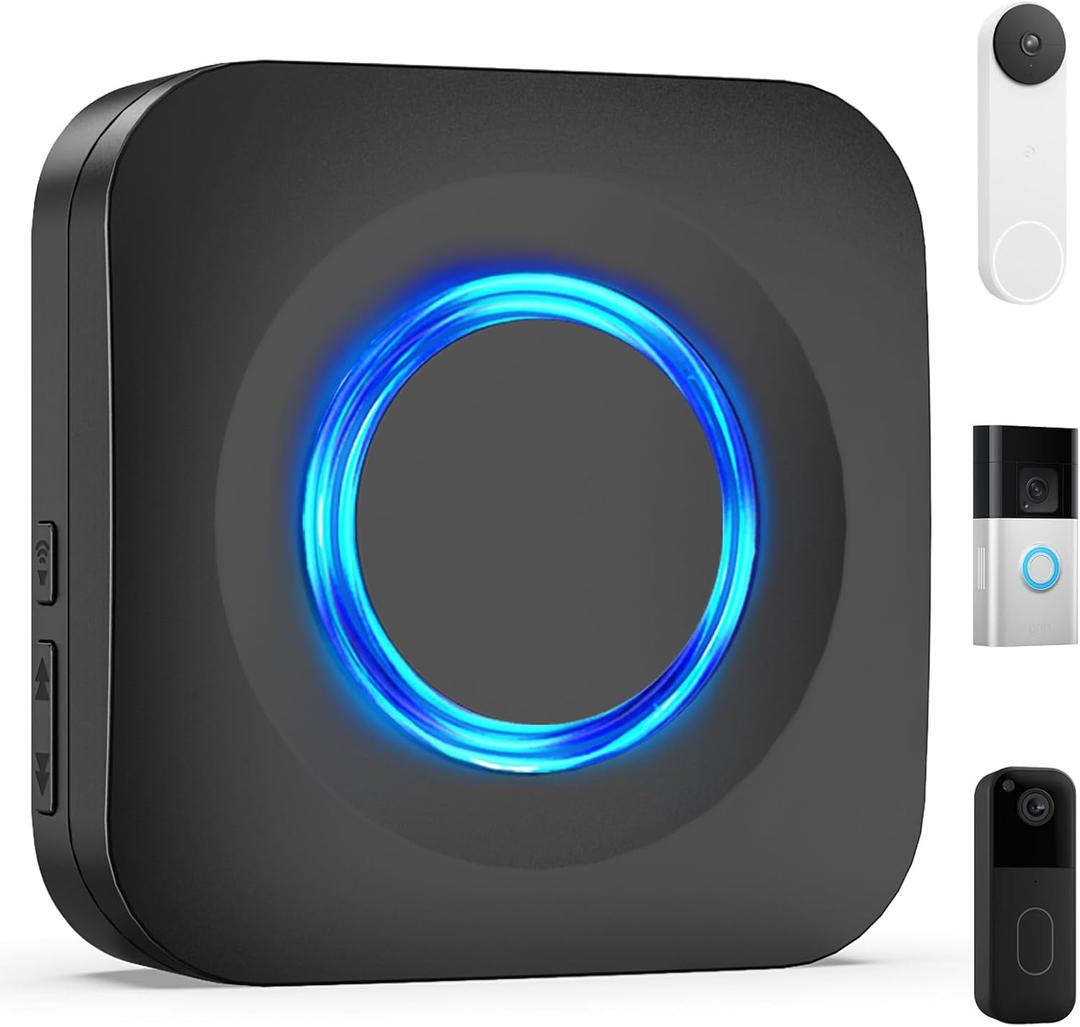 WIFI Wireless Doorbell Chime Compatible with Ring, Nest, Blink Video Doorbells, Smart Indoor Doorbell Receiver with 5 Adjustable Volume, LED Flash Alert, 58 Melodies for Home Security (1 Pack)