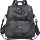 WYFJNX PU Leather Backpack Purse for Women Fashion Multipurpose Design Handbag Ladies Shoulder Bags Travel Backpack Black