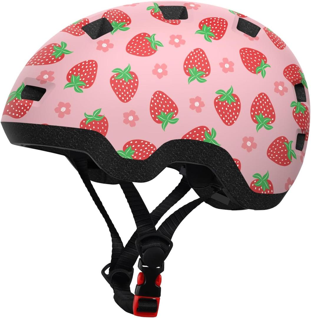 Toddler Bike Helmet, Helmet for Toddlers- Age 2-6 Years Old Adjustable Dial Fit (Strawberry S 48-54cm)