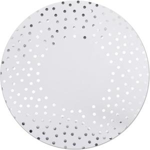 50 Pcs 14 Inch White and Silver Foil Paper Place Mats Silver Polka Dots Round Placemats Disposable Decorative Table Mats for Wedding Banquet Party Home Dining Table Decor