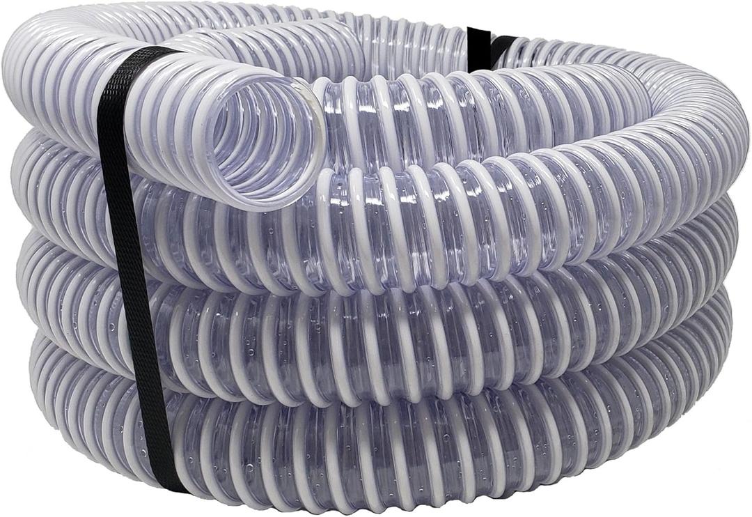 Sealproof 1.5" Pool Filter Pump Connection Hose for Above Ground Pools, 20 FT x 1-1/2 Inch Premium Quality Kinkproof PVC, Made in USA | Cut to Desired Length, Includes 4 Hose Clamps