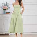 Womens Corset Dress Sexy Thigh Spaghetti Strap Bustier Cocktail Dress Low Cut Boho Formal Dresses with Pockets (Green, L)