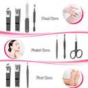 Manicure Set 8 in 1 Nail Clipper Set,RedFlow Nail Clippers,Fingernail & Toenail Clippers,Manicure Tools,Pedicure Tools,Suitable for Travel Manicure Kit (Black)