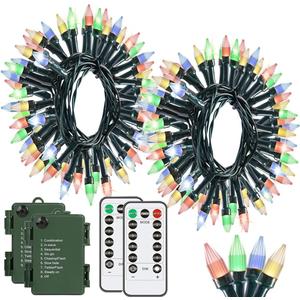 Solhice 2 Pack 20ft Battery Operated String Lights with Remote Outdoor Indoor, Each 50 LEDs Mini Fairy Light, Multicolor Twinkle Lights for Bedroom Yard Garden Decor (Multicolor - Dark Green Wire)