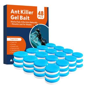 48 PCS Ant Killer Gel Bait Stations, Extra Strengthen Ant Bait Traps, Long-Lasting Effective Pest Gel for Carpenter Ants and Other Common Household Ants, No Mess Easy Use, Safe for Pets and Kids
