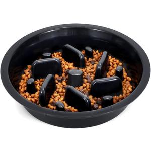 JASGOOD Dog Feeder Slow Eating Pet Bowl for Raised Pet Feeders Preventing Choking Food Water Bowl Elevated Diners Replacement Bowl (Black,Fit Opening 7.5"-8")
