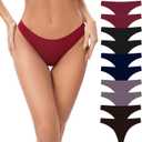 POKARLA Seamless Thongs for Women No Show Underwear Pack of 10, S