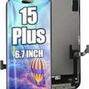 EFAITHFIX for iPhone 15 Plus Screen Replacement 6.7 Inch LCD 3D Touch Display Full HD Digitizer Frame Assembly Compatible with Model A2847, A3093, A3094, A3096 with Waterproof Adhesive (No Tools)