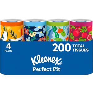 2 x Kleenex Perfect Fit Facial Tissues, 4 Cannisters, 50 Tissues per Can, 2-Ply (200 Total), Packaging May Vary