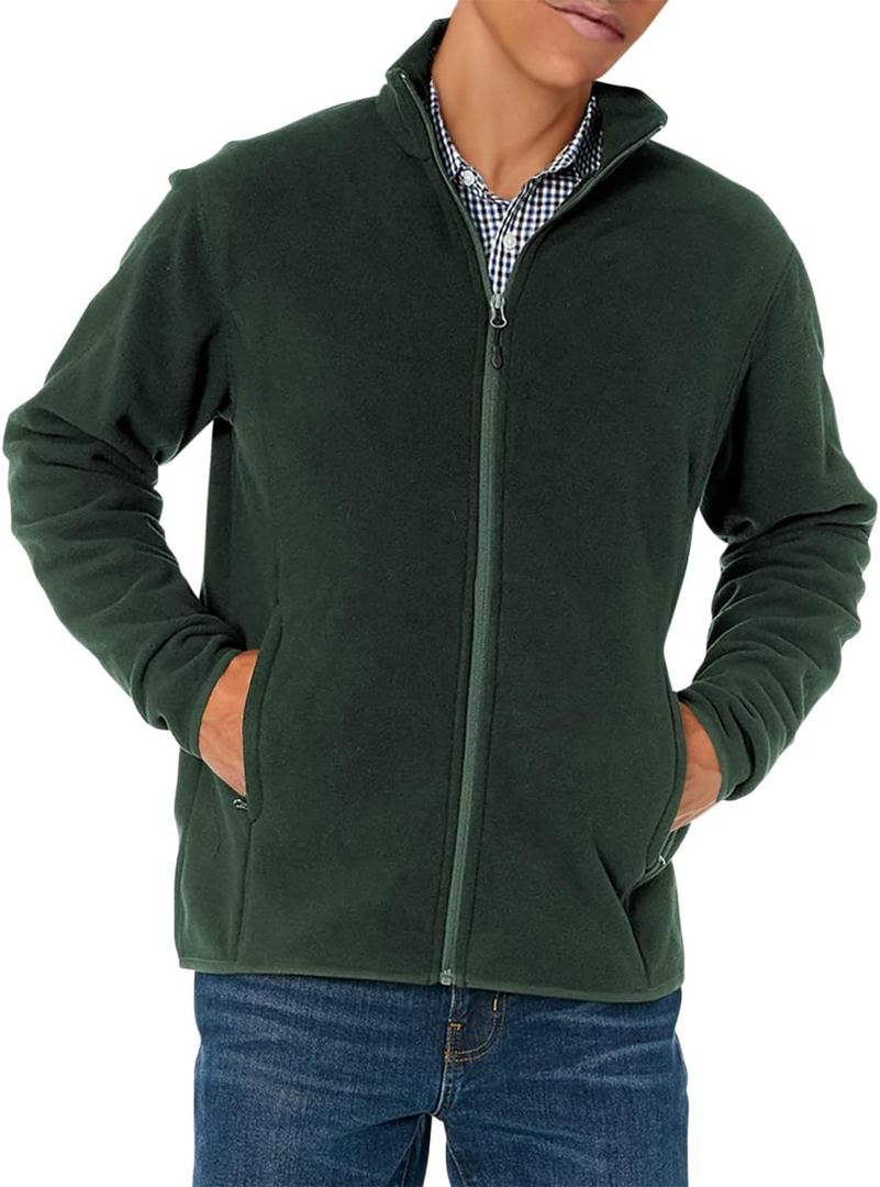 Amazon Essentials Men's Full-Zip Fleece Jacket (Available in Big & Tall), Forest Green, X-Small