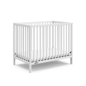 Graco Teddi 4-in-1 Convertible Mini Crib with Bonus Water-Resistant Mattress GREENGUARD Gold Certified, 2.75-Inch Mattress Included, Small Spaces Crib, Easy 30-Minute Assembly (White)