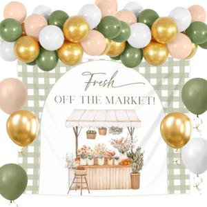 She's Fresh off The Market Bridal Shower Decorations Gardener Farmers Market Bridal Shower Backdrop Balloons Locally Grown Farm Bachelorette Party Supplies